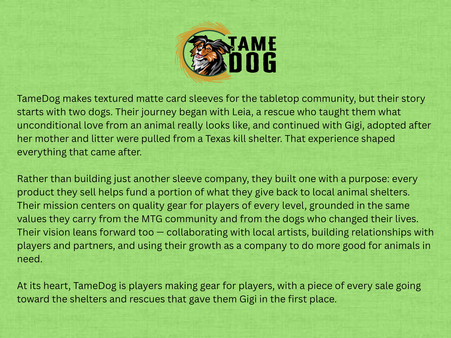 Tame Dog Sleeves (Juniper)
