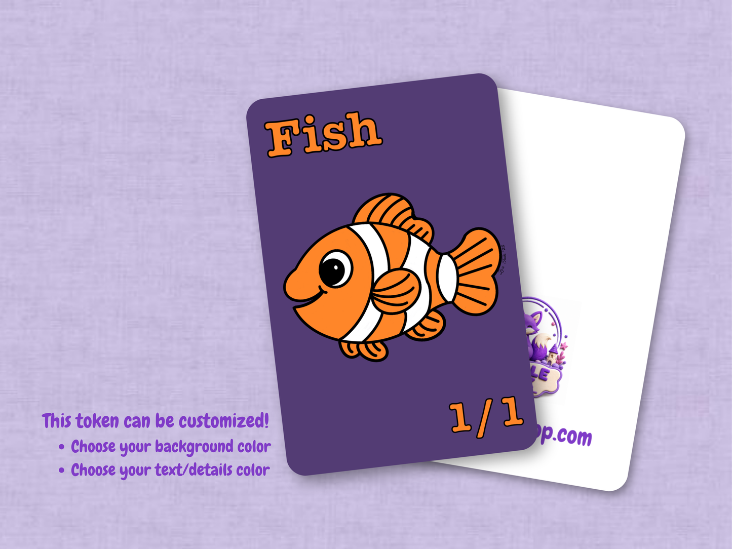 Fish Token 1/1 (Purple) - Original Chibi Art | Custom MTG Token