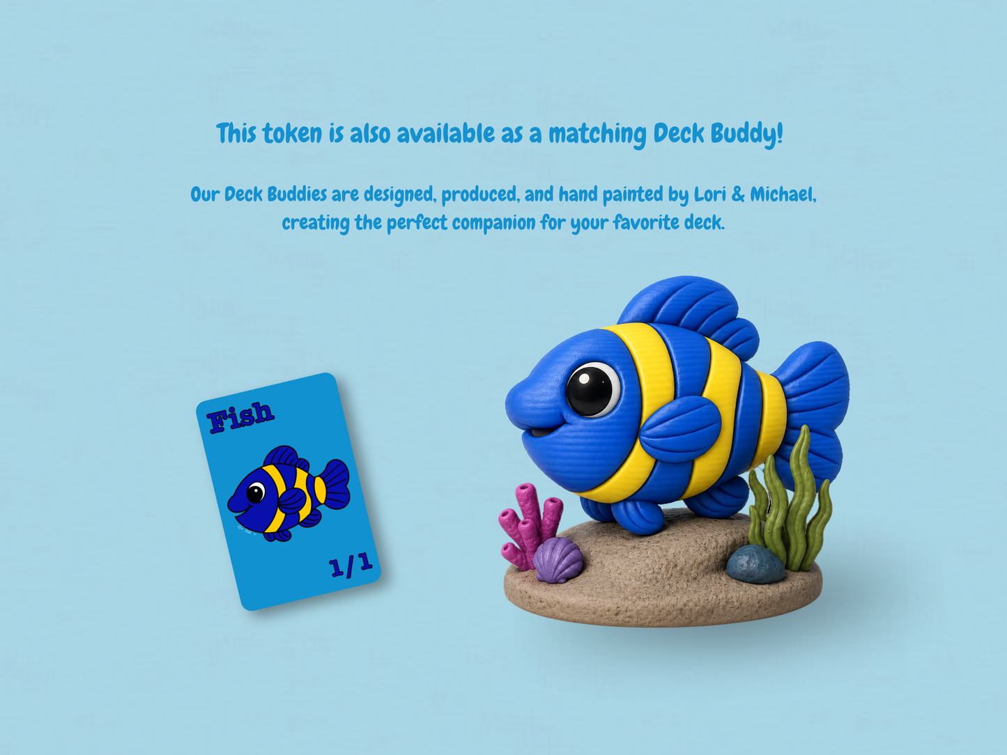 Fish Token 1/1 (Blue) - Original Chibi Art | Custom MTG Token