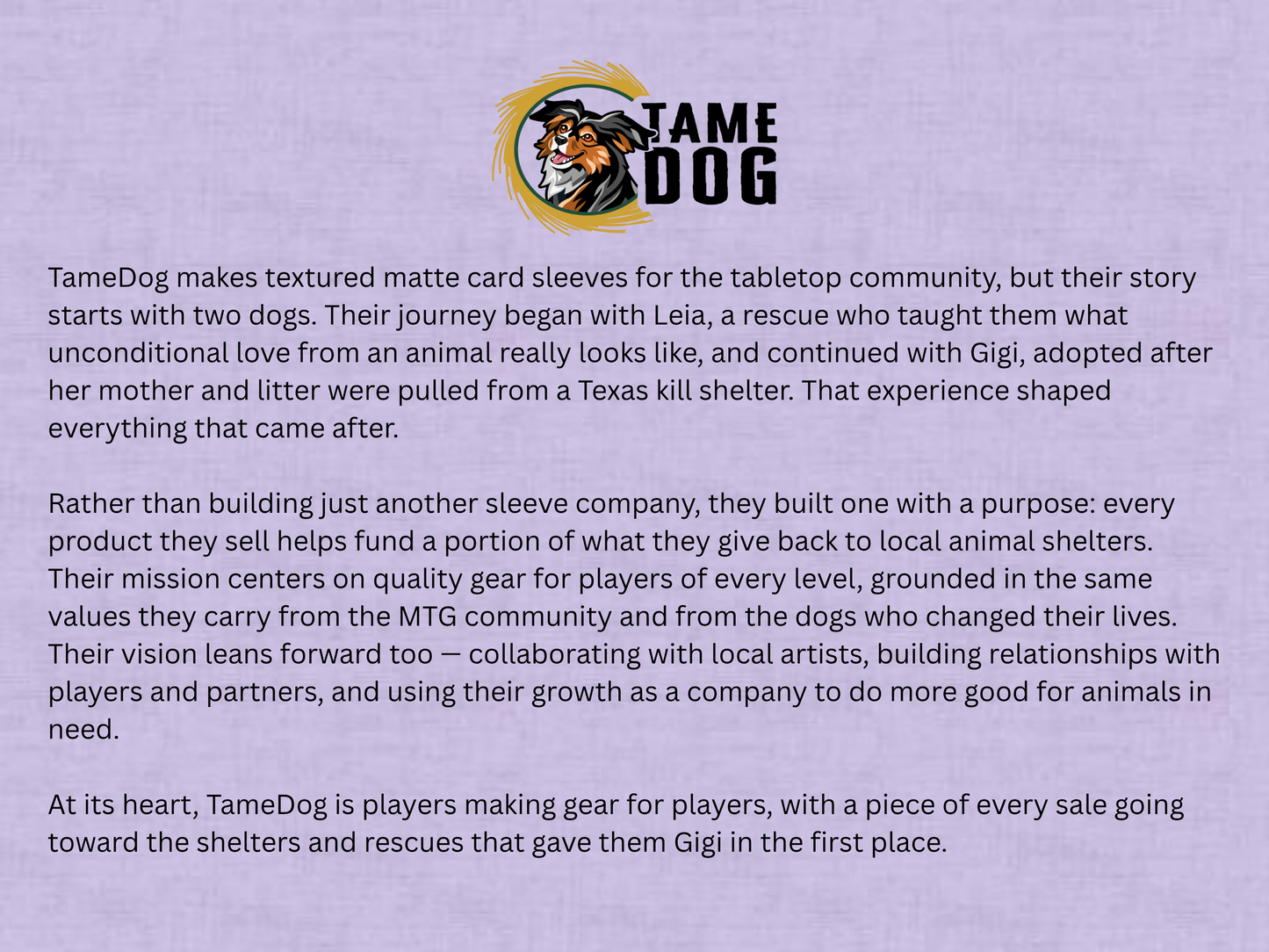 Tame Dog Sleeves (Nightshade)
