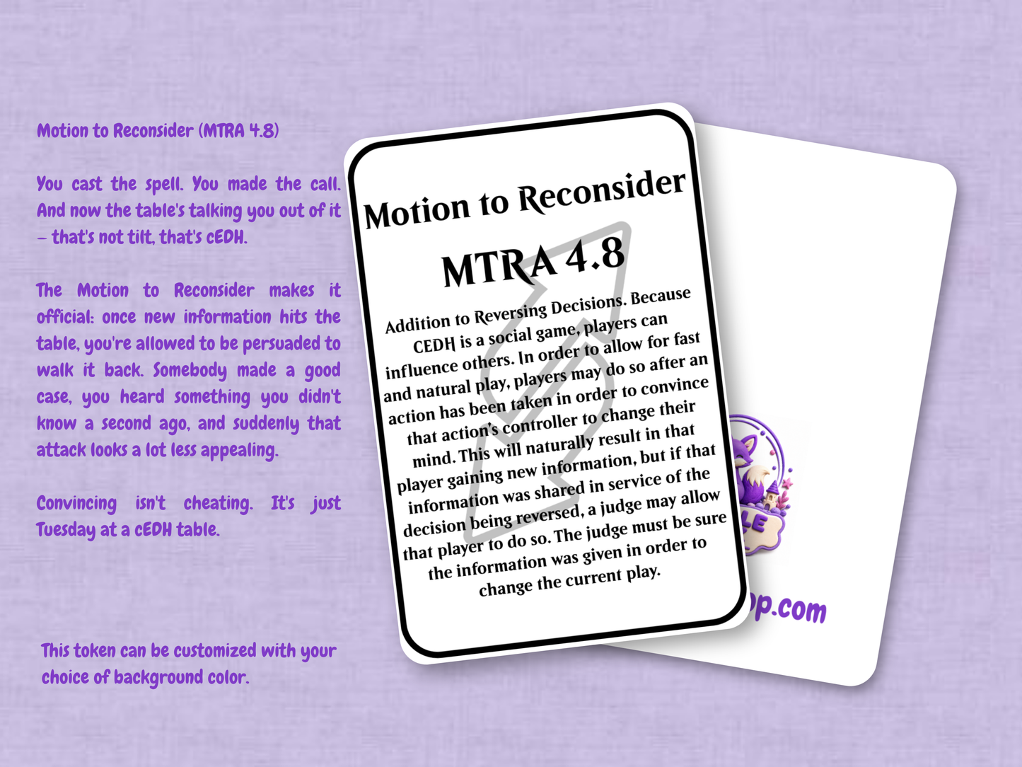 Motion to Reconsider (MTRA 4.8) | Judge Collection | Custom MTG Token