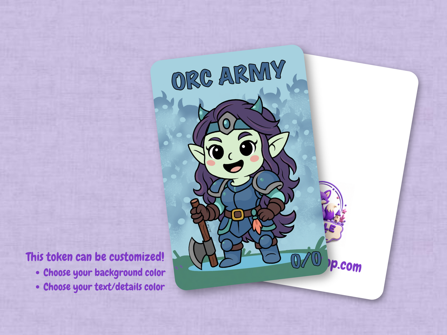 Orc Army Token 0/0 (Femme Art) - Original Chibi Art | Custom MTG Token