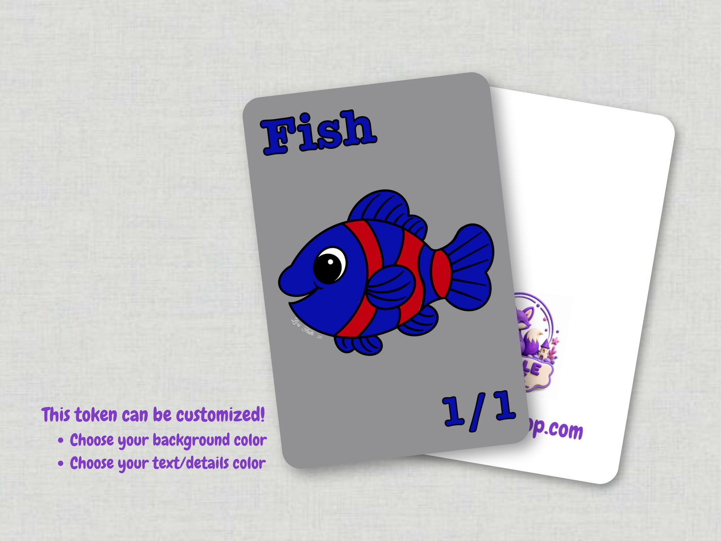 Fish Token 1/1 (Gray) - Original Chibi Art | Custom MTG Token