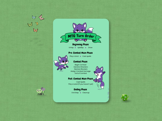 MTG Turn Order Helper Card (Green) - Original Chibi Art | Custom Magic Reference Token