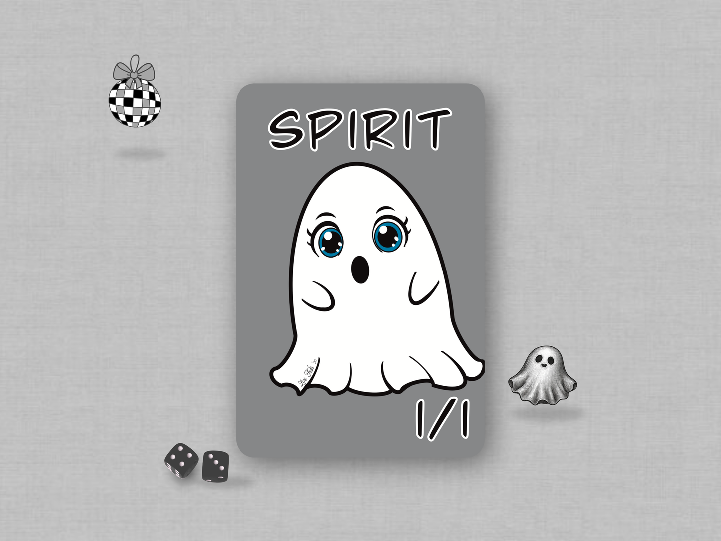Spirit Token 1/1 (Gray) - Original Chibi Art | Custom MTG Token