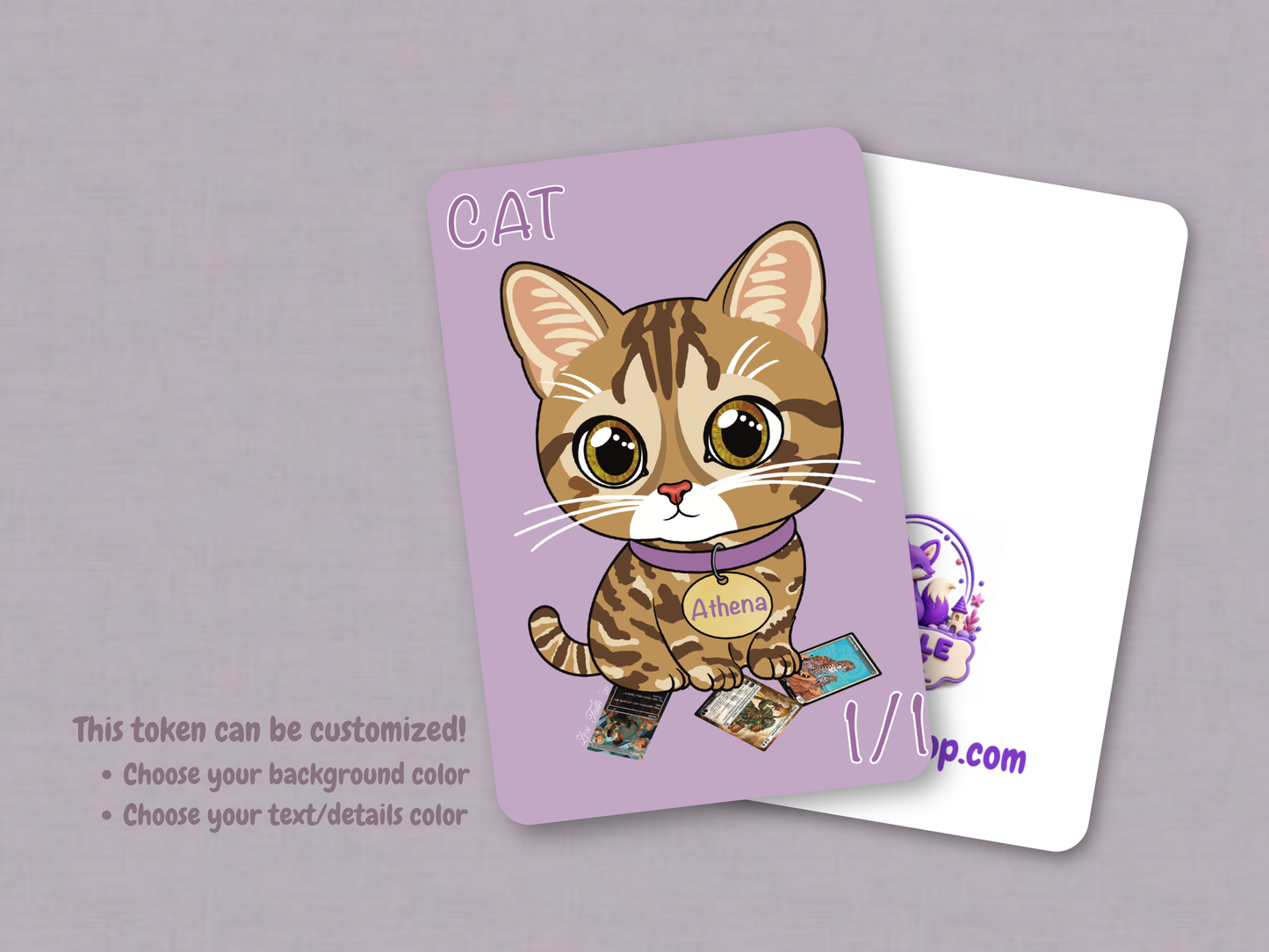 Cat Token 1/1 (Athena)- Original Chibi Art | Custom MTG Token
