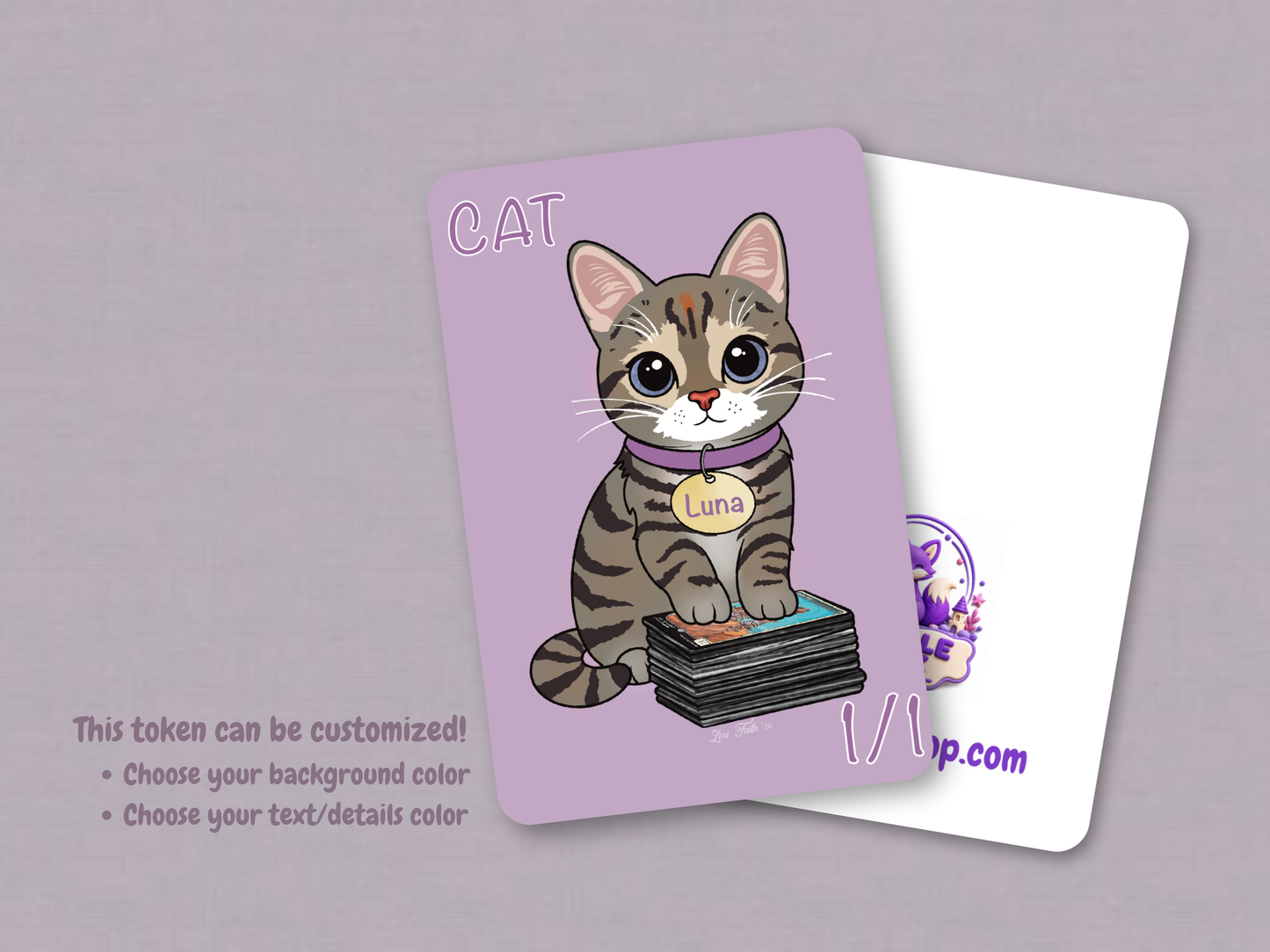 Cat Token 1/1 (Luna)- Original Chibi Art | Custom MTG Token