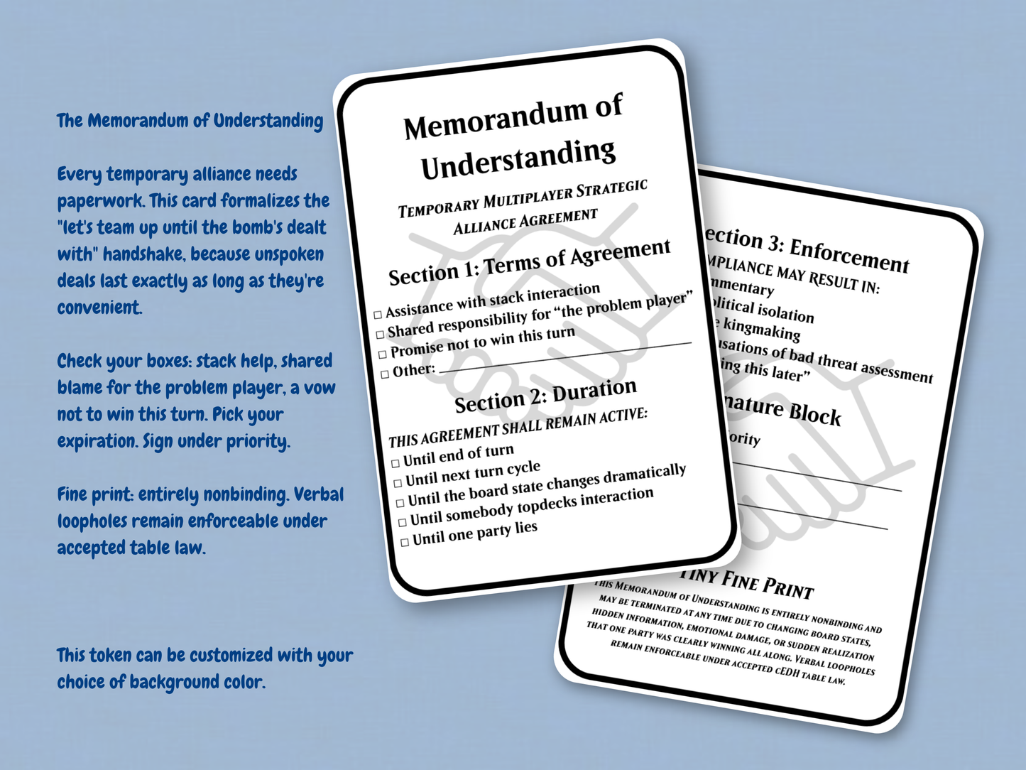 Memorandum of Understanding | Judge Collection | Custom MTG Token