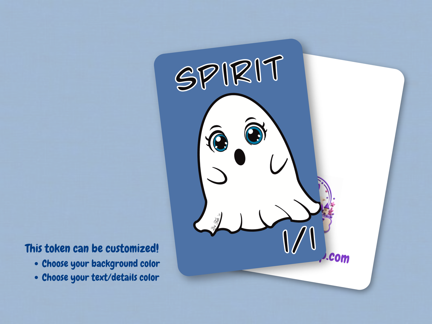Spirit Token 1/1 (Blue) - Original Chibi Art | Custom MTG Token