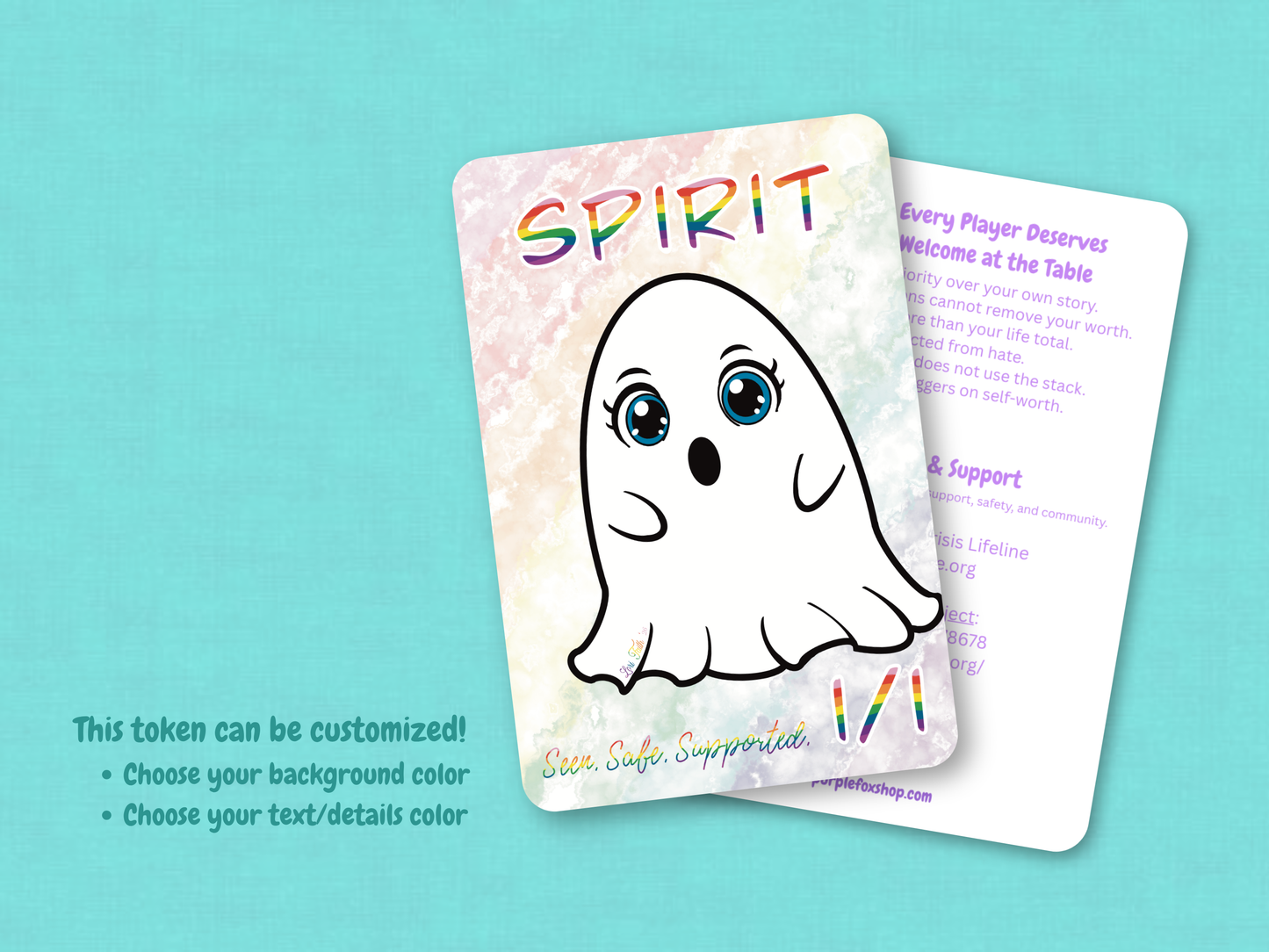 Spirit Token 1/1 (PRIDE COLLECTION) - Original Chibi Art | Custom MTG Token