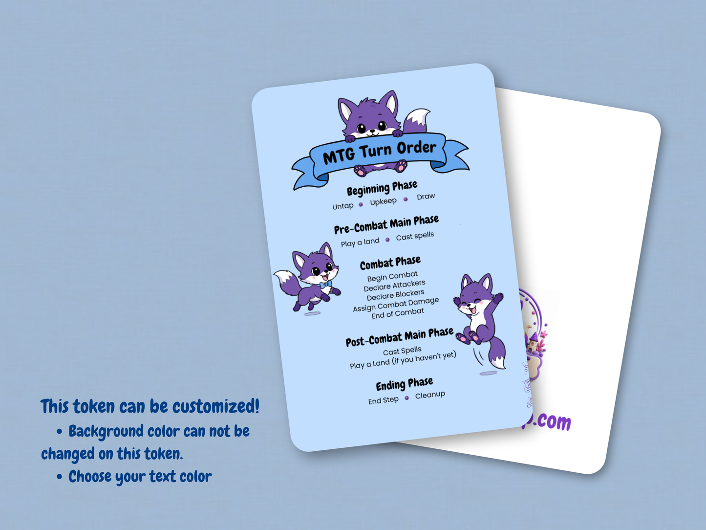 MTG Turn Order Helper Card (Blue) - Original Chibi Art | Custom Magic Reference Token