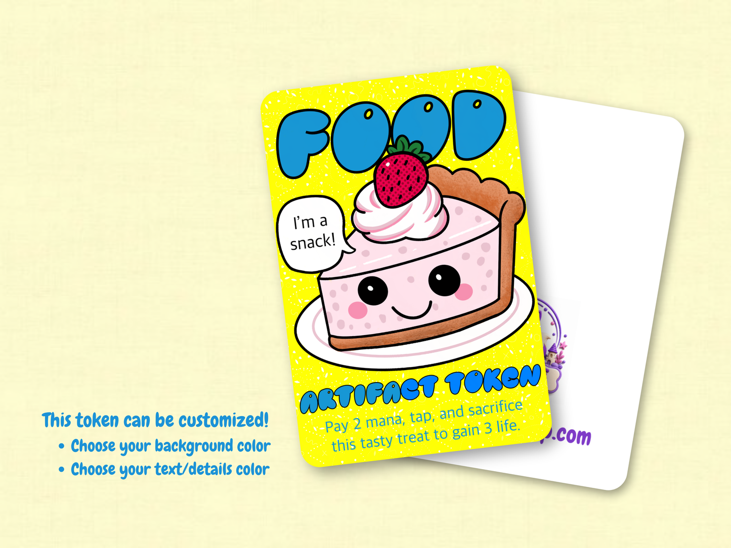 Food Artifact Token (Yellow) - Original Chibi Art | Custom MTG Token