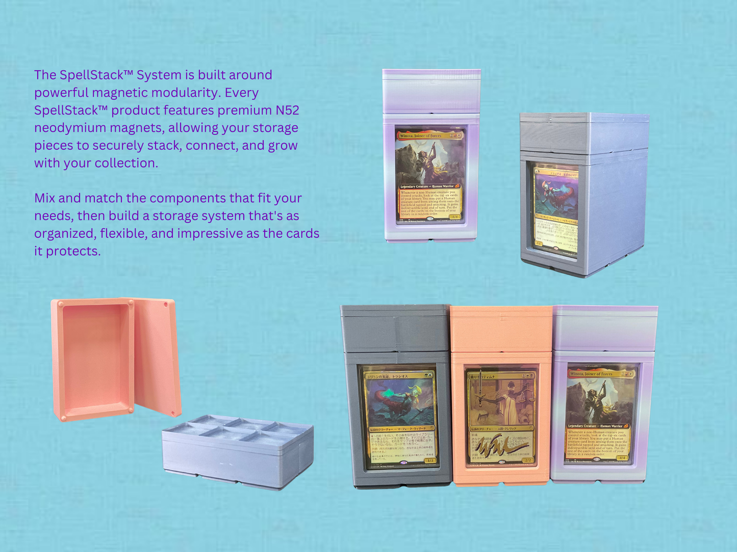 100+ Card Showcase Deck Box (Blueberry Bubblegum)| SpellStack™ | Custom TCG Storage